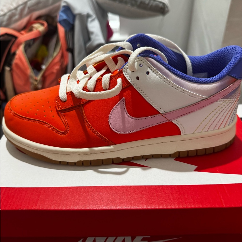 Nike Bright Orange and White Low-Tops
